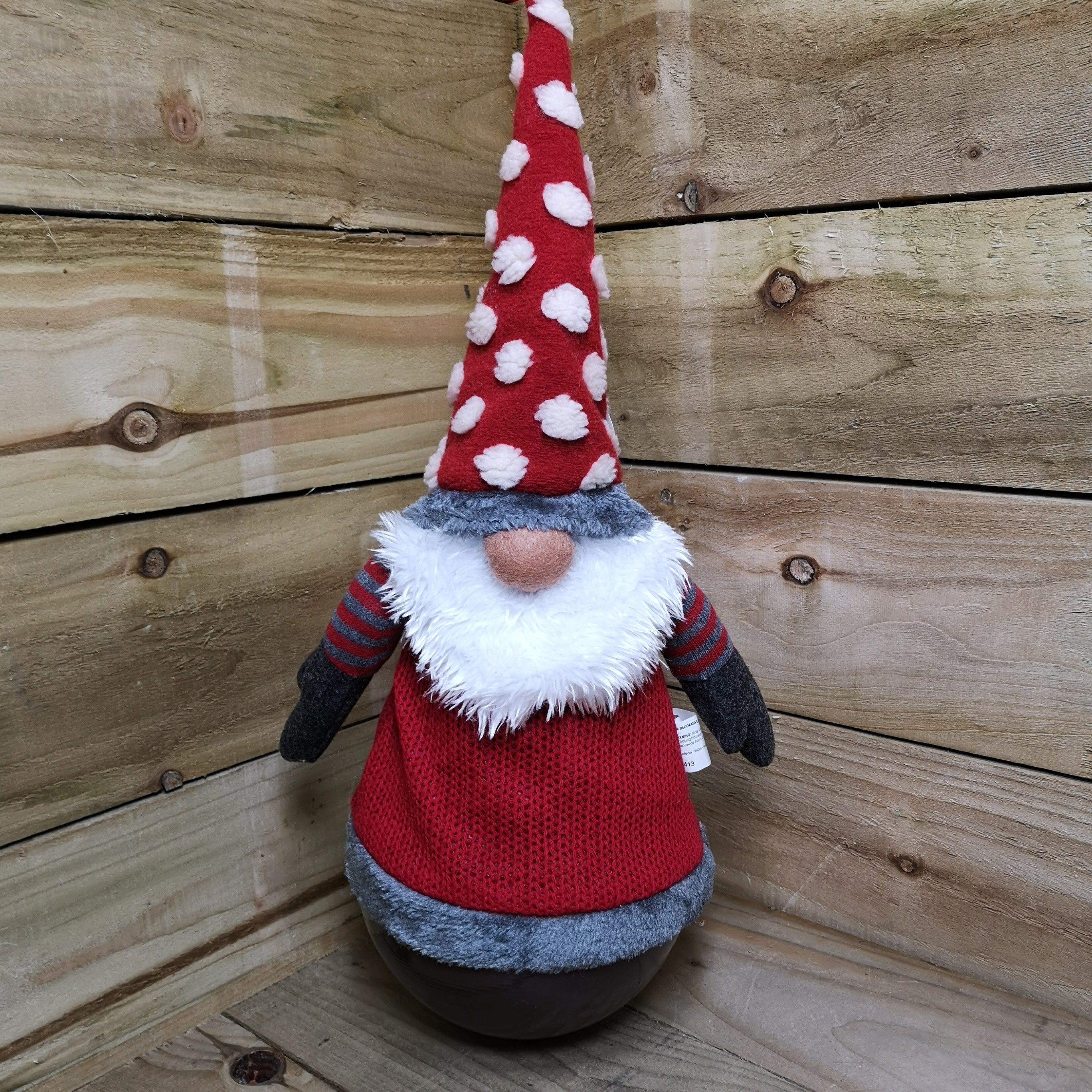53cm Festive Christmas Wobbling Tumble Gonk with Red Spotted Hat