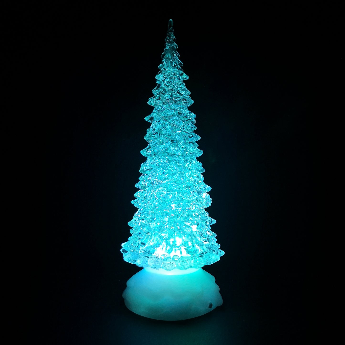 27cm Snowtime Christmas Water Spinner Colour Changing Glitter Christmas Tree  Dual Powered