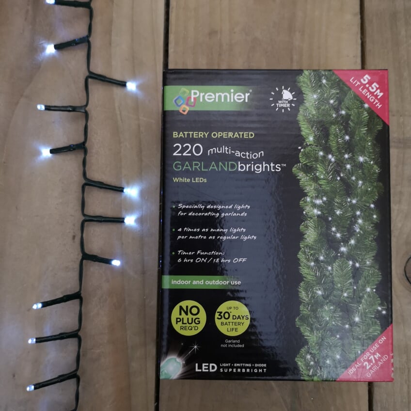 220 LED Premier Christmas Garland Brights For 2.7M Garland – Cool White