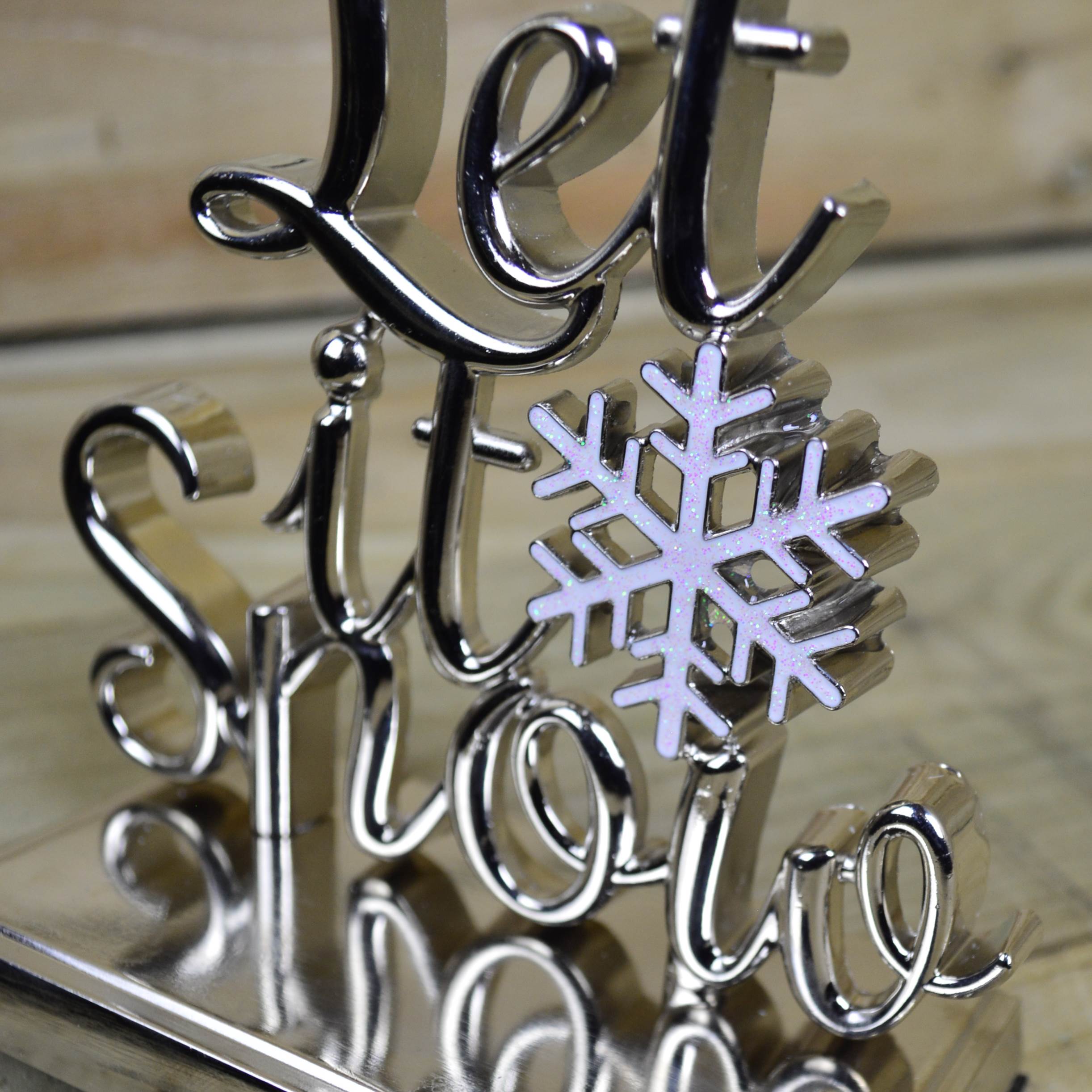 22cm Silver Christmas Stocking Hanger - Let it Snow