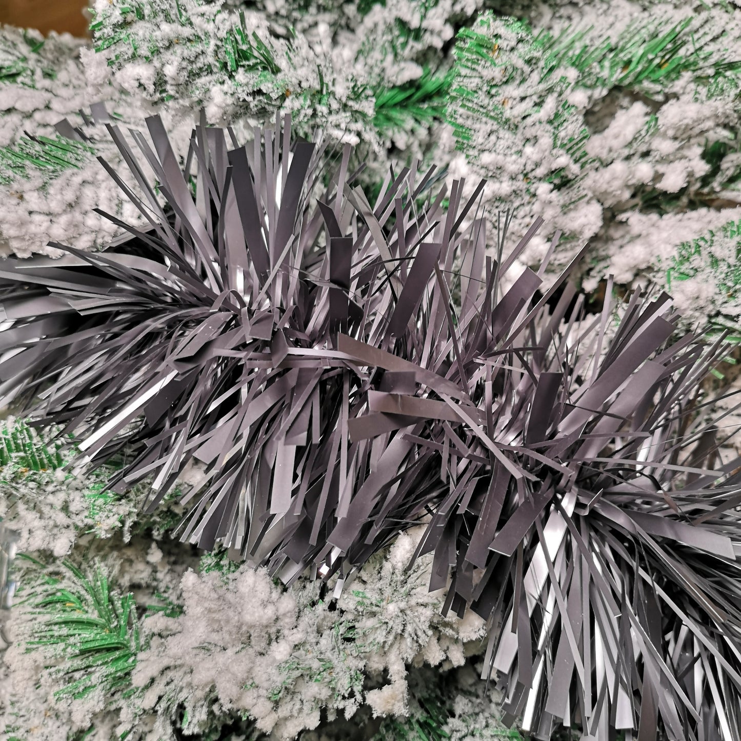 2m x 15cm Chunky & Fine Mix Christmas Tinsel Garland in Matt Graphite