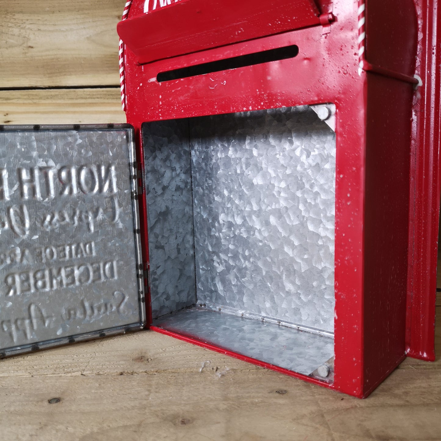 39cm Red with White Detail Christmas Santa Metal Post Box