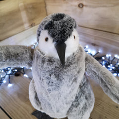 30cm Grey Standing Penguin Christmas Decoration in Facing Forward Design