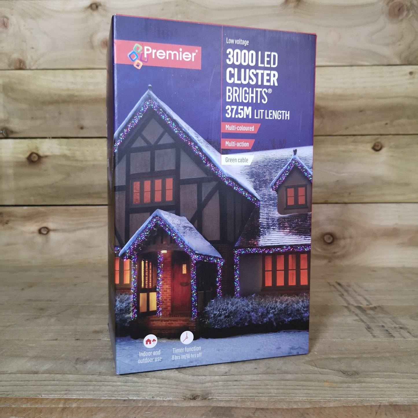 3000 LED 37.2m Premier Christmas Outdoor Cluster Timer Lights in Multicoloured