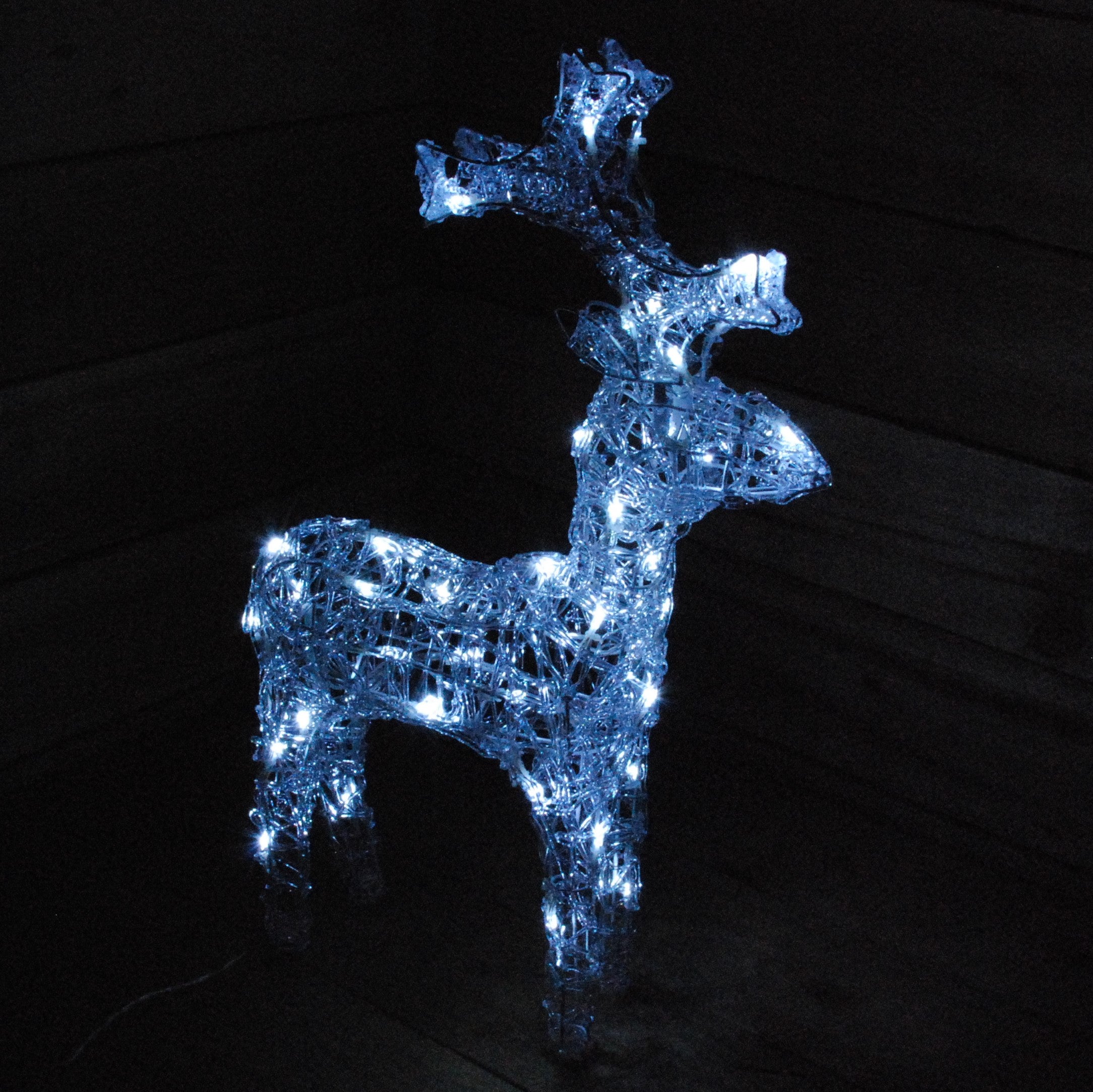 50 Cool White LED Acrylic Outdoor Standing Reindeer Figure With Flashing Effect