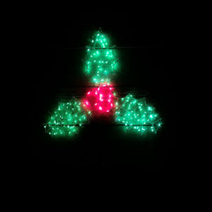 44cm LED Indoor Outdoor Christmas Holly Silhouette with Berries Decoration in Red and Green