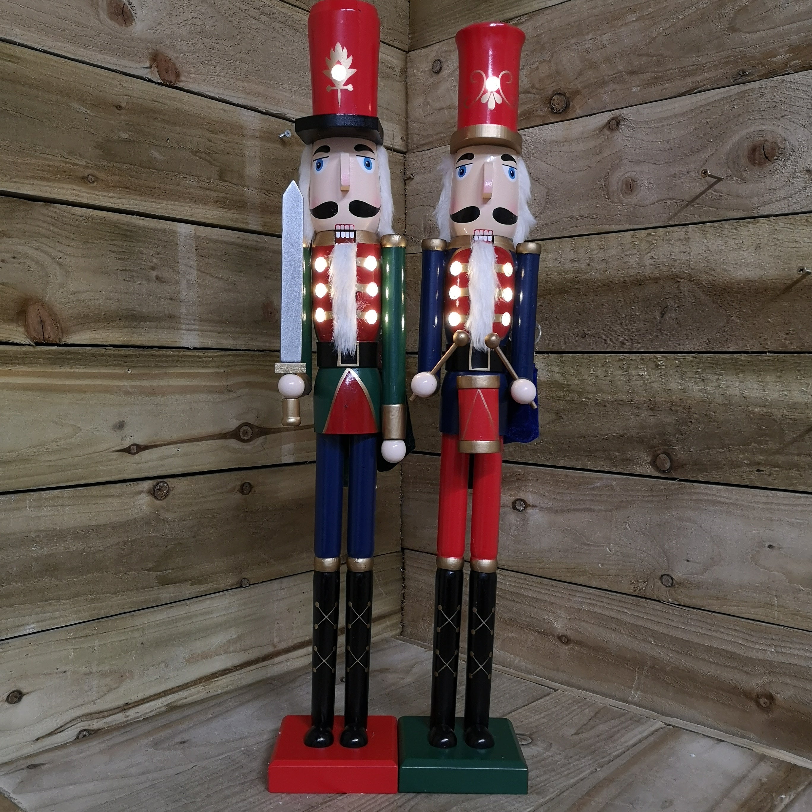 76cm LED Battery Operated Indoor Christmas Wooden Nutcracker Decoration - Choice of 2 designs
