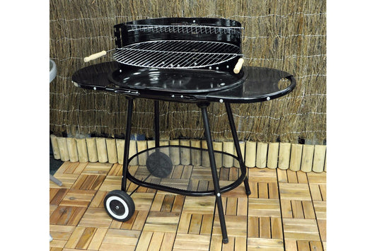 Kingfisher Oval Trolley Garden Barbecue / BBQ with Warming Tray 1500