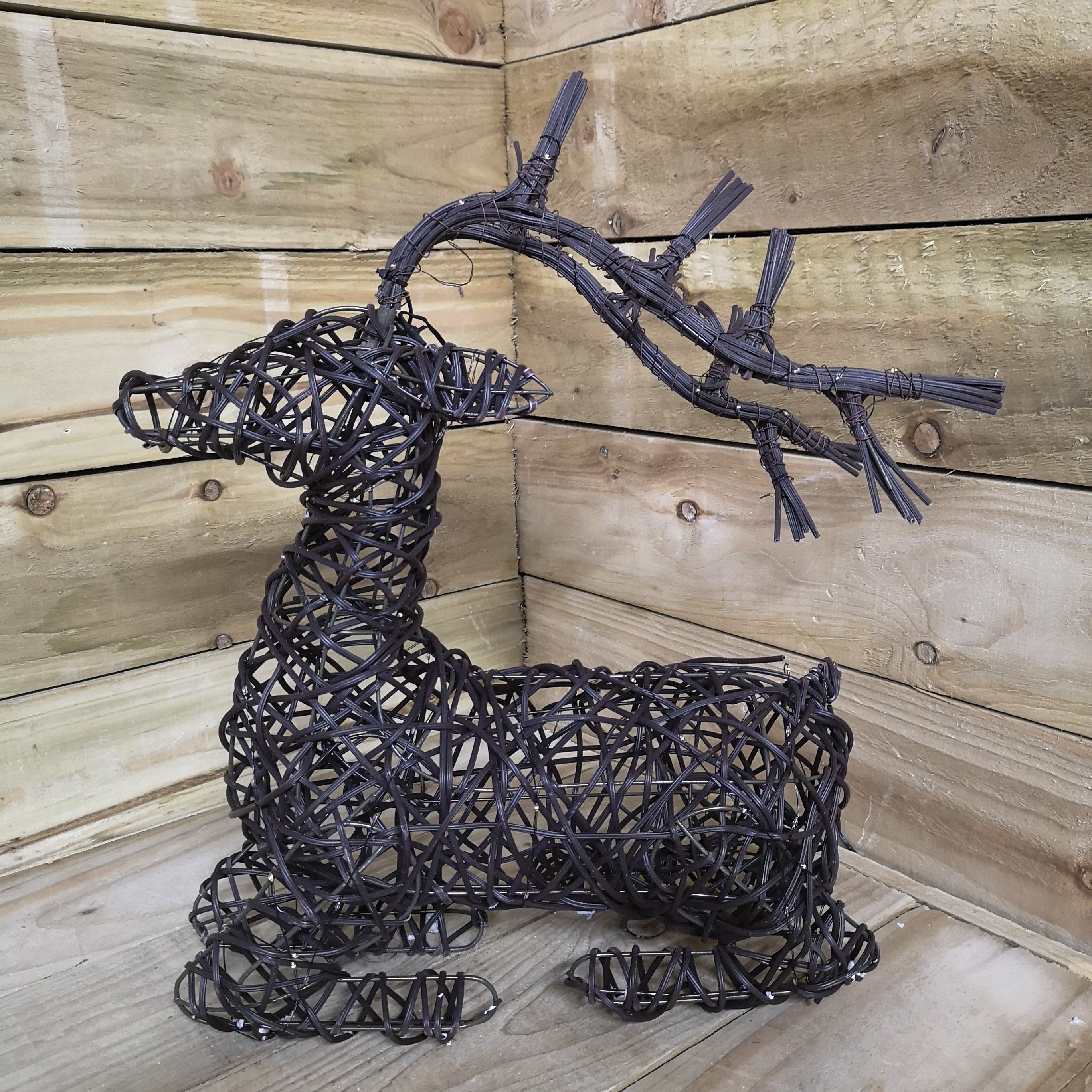 54cm LED Indoor Outdoor Wicker Sitting Reindeer Christmas Decoration 
