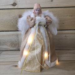 30cm Premier Gold Angel Lit Tree Topper With Warm White LEDs