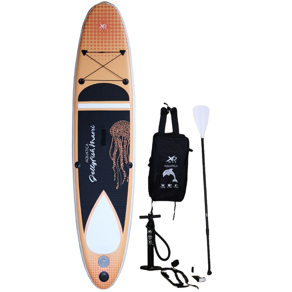 10ft XQ Max Aquatica Inflatable Stand Up Paddle Board & Kit in Orange Jellyfish