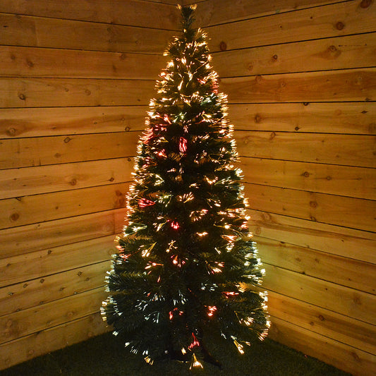 6ft (180cm) Christmas Tree With Colour Changing Fibre Optic Lights Mains Powered