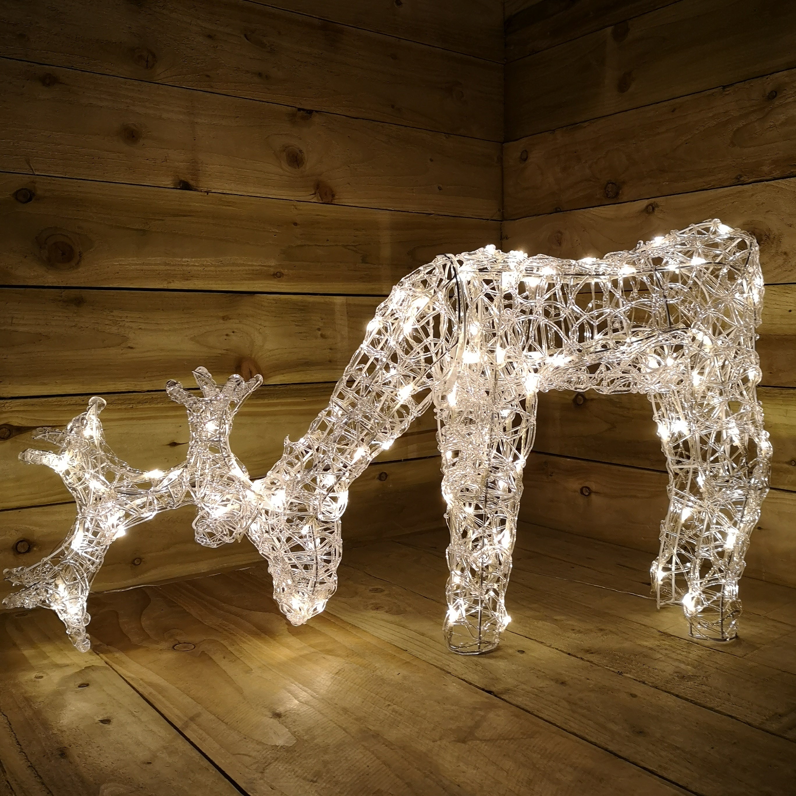 53cm 100 LED Christmas Reindeer Animated Flash Effect Acrylic Outdoor Figure in Warm White