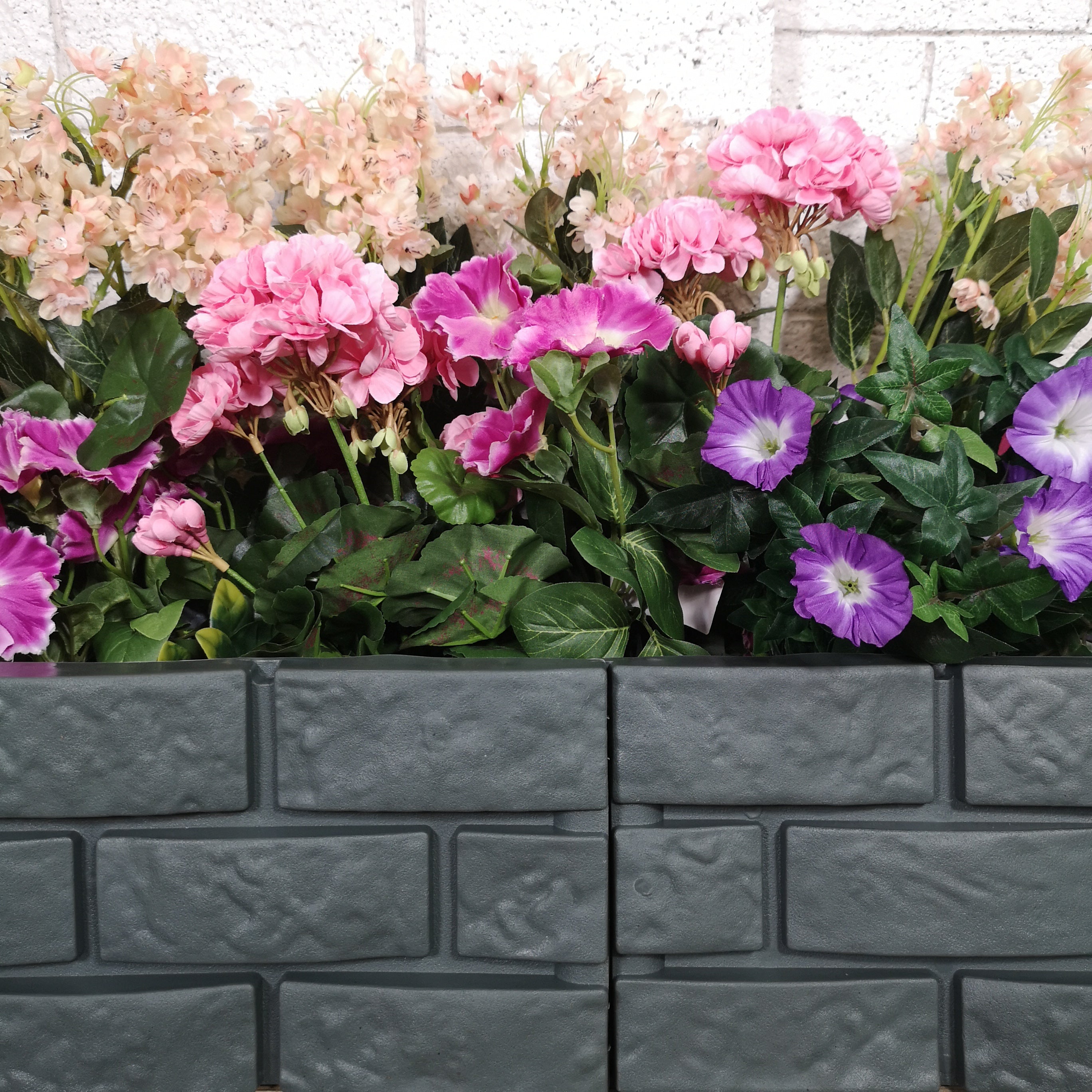 17cm 4 Piece Grey Brick Effect Garden Edging Decorative Border