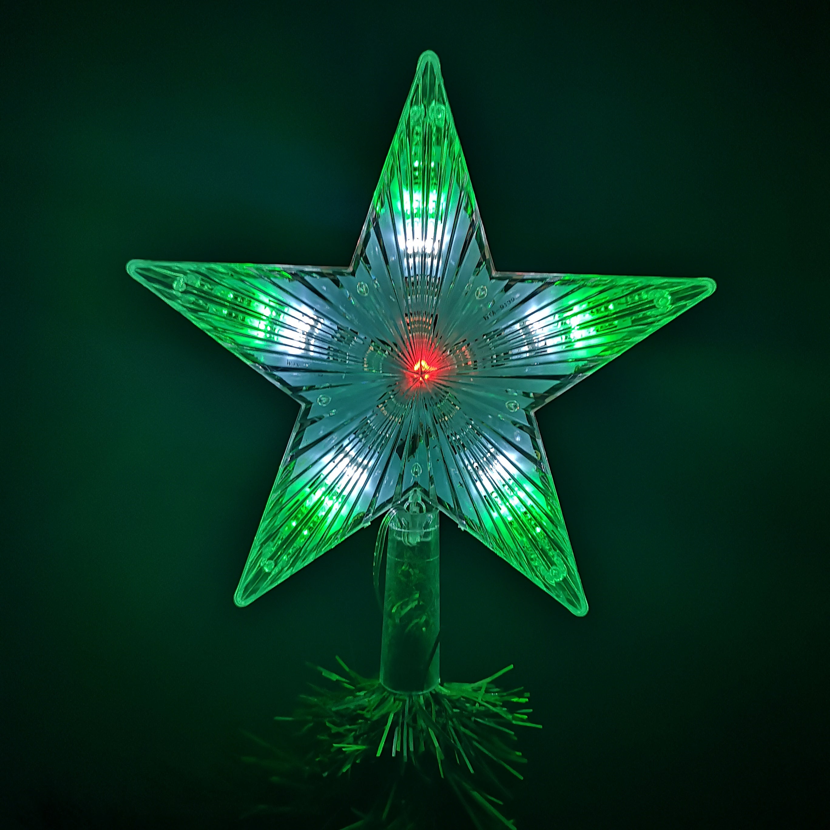 24cm Multi Effect Indoor Outdoor LED Star Christmas Tree Topper in Multicoloured