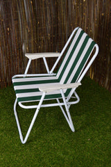 3 Pack of Folding Camping / Picnic Chair in Green and White Garden Patio