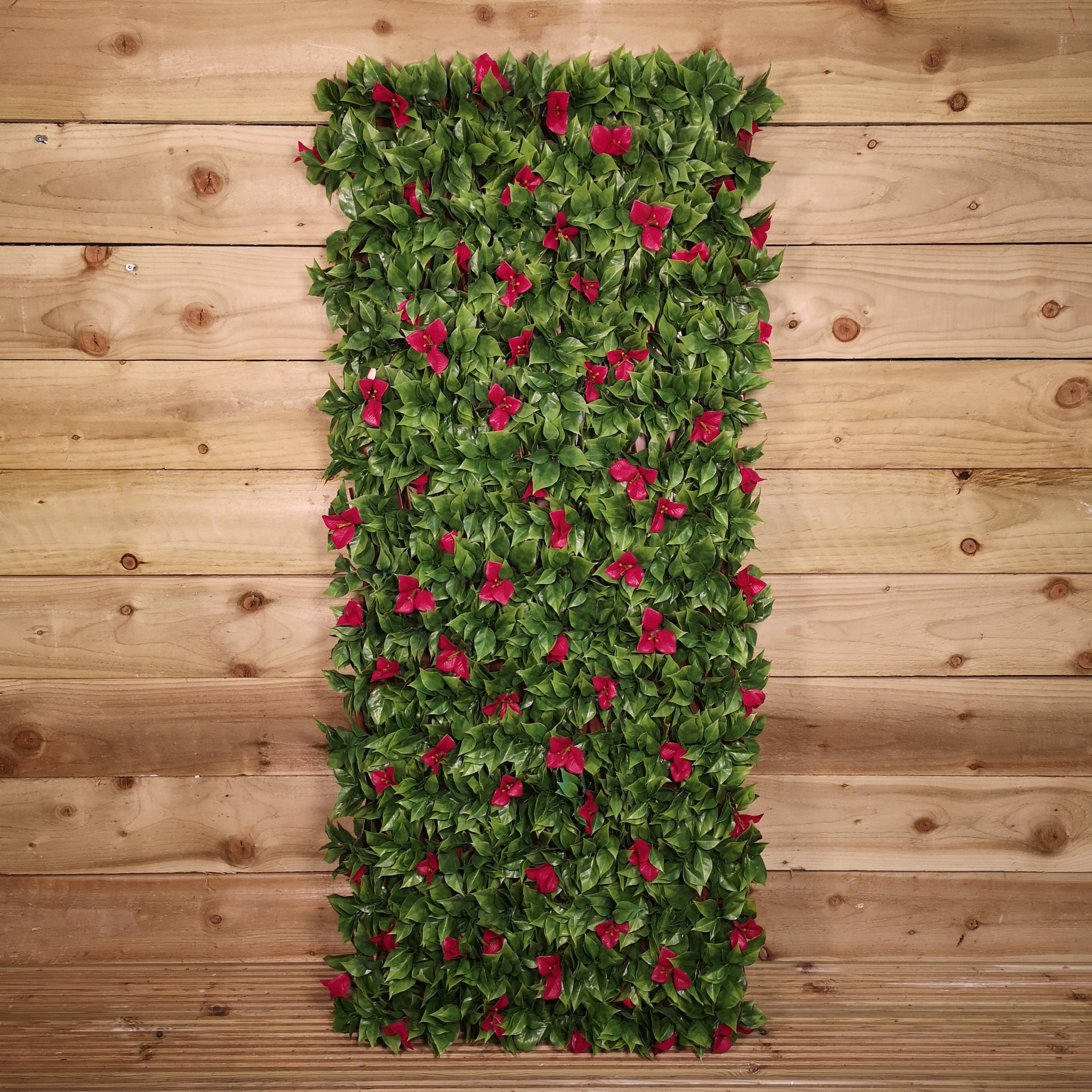100cm x 200cm PE Backed Artificial Fence Garden Trellis Privacy Screening Indoor Outdoor Wall Panel - Bougainvilea Leaf