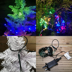 400 LED 16 x 2.4m Premier Multi Function Waterfall Christmas Tree Lights with Timer in Multicoloured