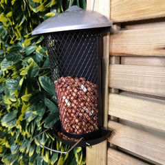 Flat Back Design Hanging Black and Silver Plastic Garden Wild Bird Peanut Feeder for Wall and Fence