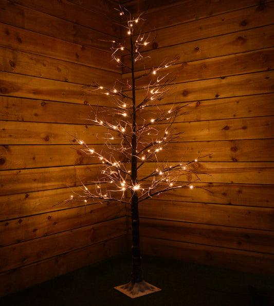 6ft Christmas LED Brown Lifelike Tree with Snow (96 Warm White LED Lights)