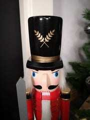 60cm Traditional Wooden Christmas Nutcracker Soldier Decoration with Red Body