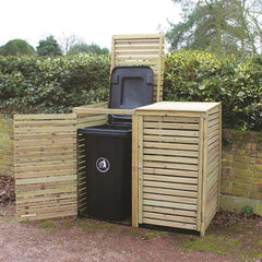 Large Wooden Outdoor Garden Patio Double Wheelie Bin Store Storage