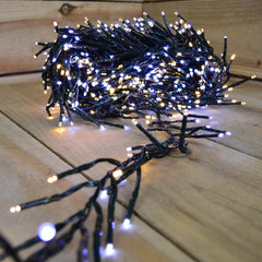 2000 LED (25m) Premier Cluster Christmas Tree Lights - Timer - Cool & Warm White