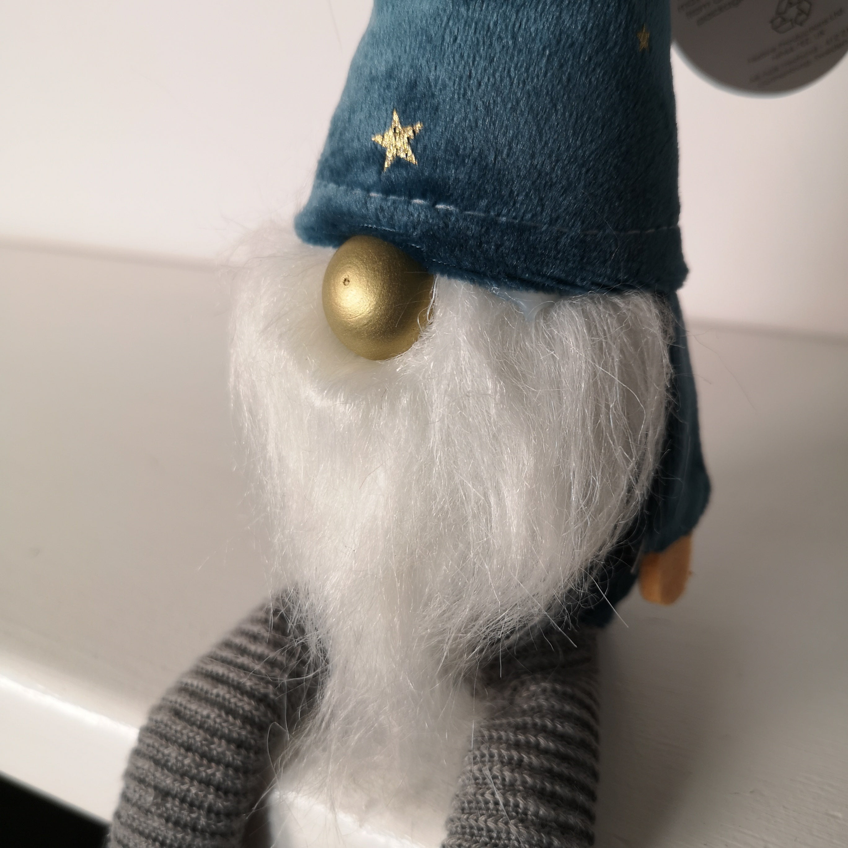 20cm Christmas Gonk Decoration with Starry Hat and Dangly Legs in Teal