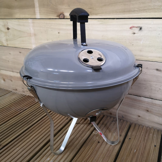 37cm Portable Grey Enamel Vented Kettle BBQ with Lid Ideal for Garden or Camping 2736