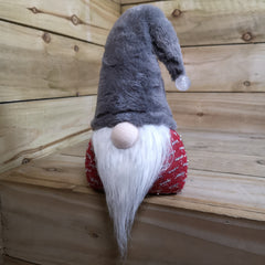 35cm Festive Christmas Light Up Lit Gonk with Grey Hat and Red Body