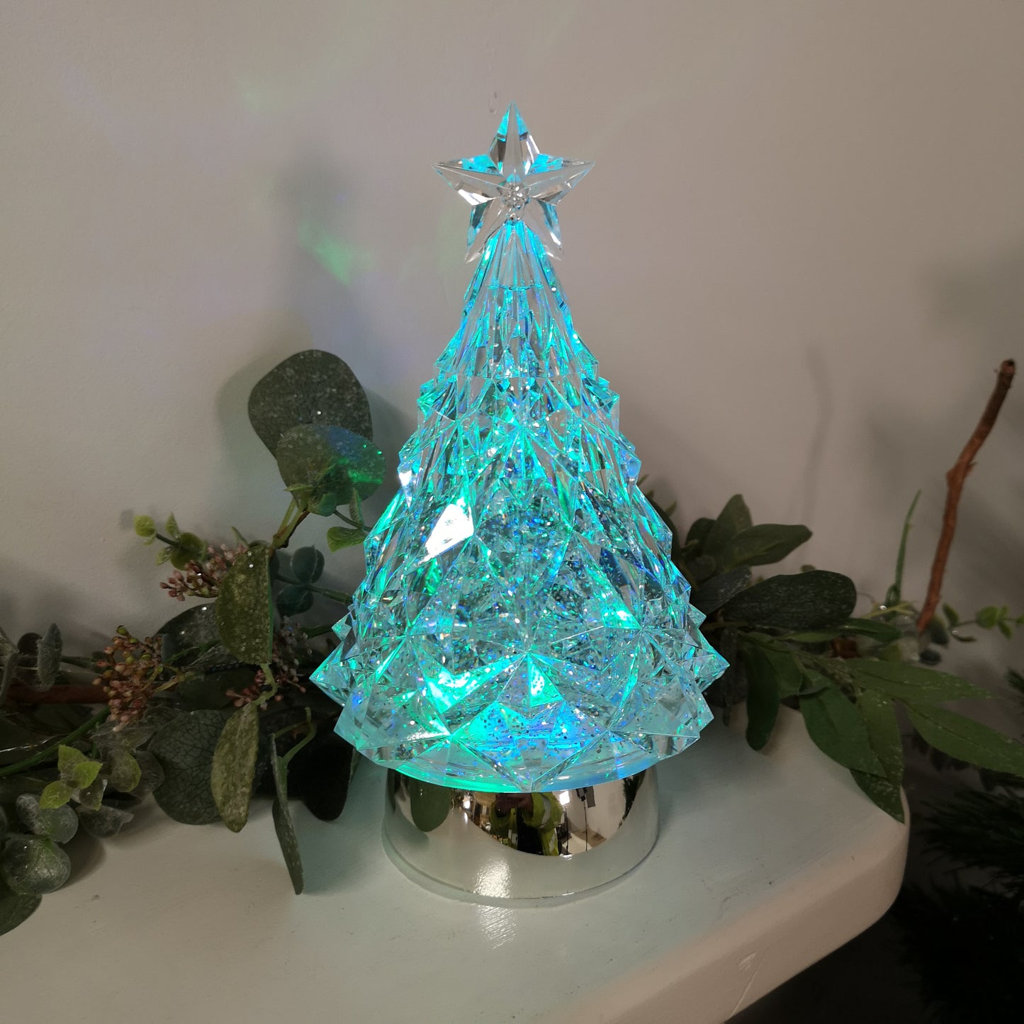 23cm Snowtime LED Christmas Glitter Water Spinner Colour Changing Tree