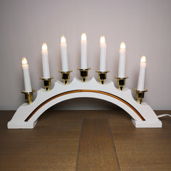 45cm Premier Christmas Candlebridge with 7 Bulbs in White Mains Powered