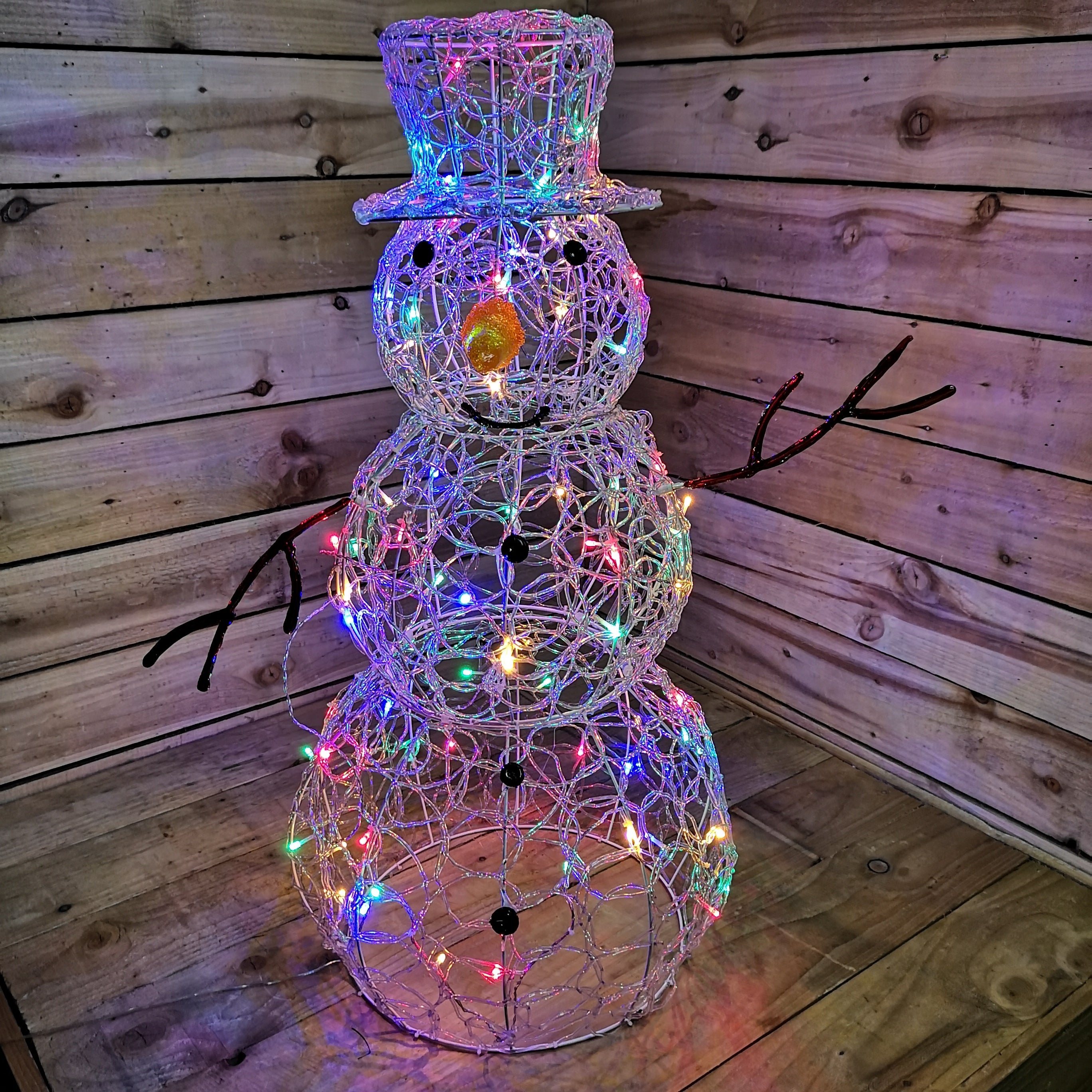 Premier - 90cm Lit Soft Acrylic Christmas Snowman With 80 Multi LED