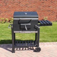 Outdoor Garden Smoker BBQ with Warming Rack and Side Shelf with Wheels