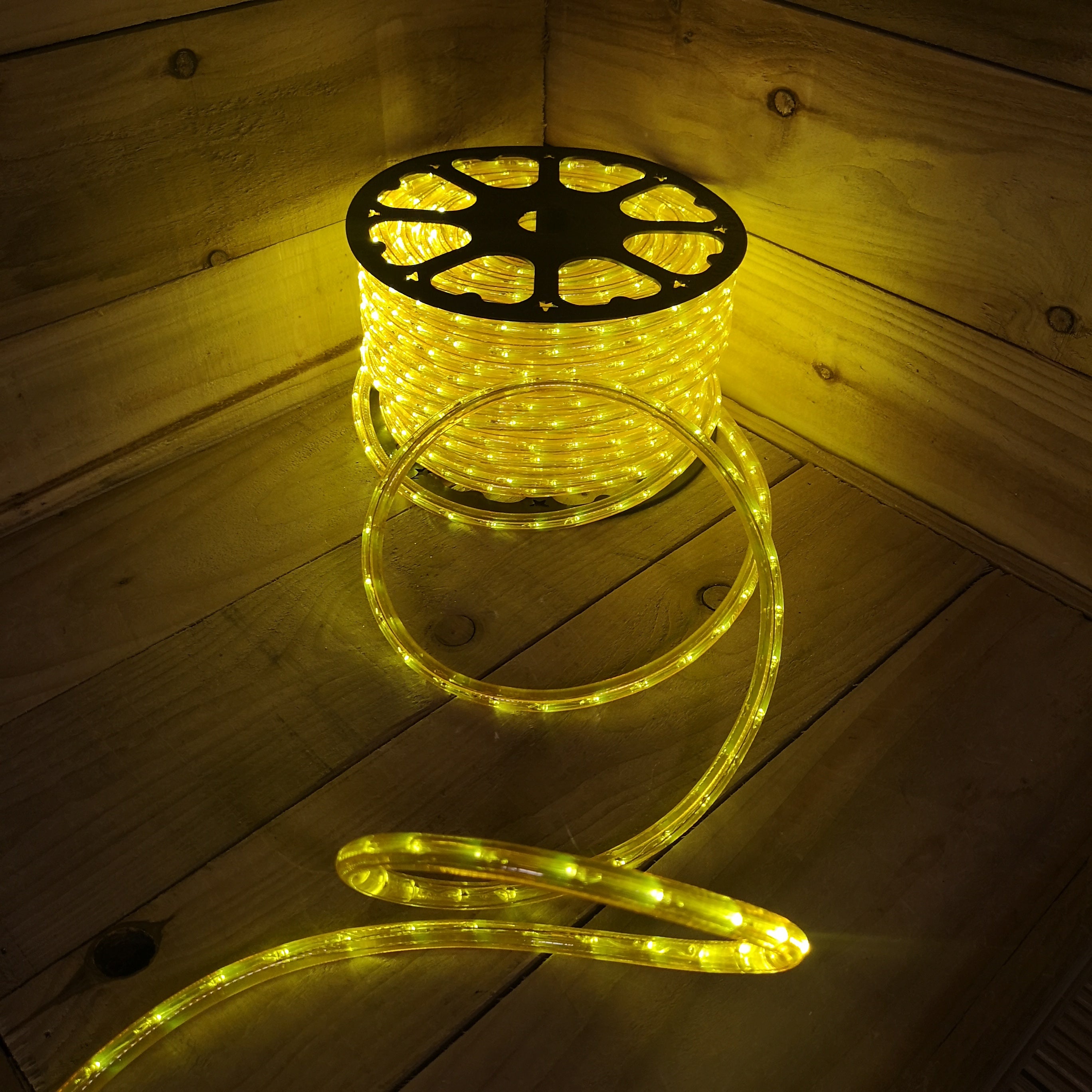 48m Yellow 1728 LED Christmas Disco DJ Rope Light Static Function Indoor Outdoor With Reel