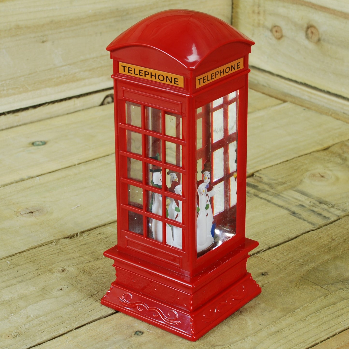 Water Christmas Phone Box Trio Snowmen 27cm High LED