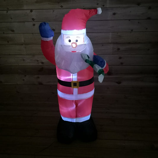 120cm (4ft) Tall Inflatable Indoor / Outdoor Christmas Santa & Candy Cane 2736