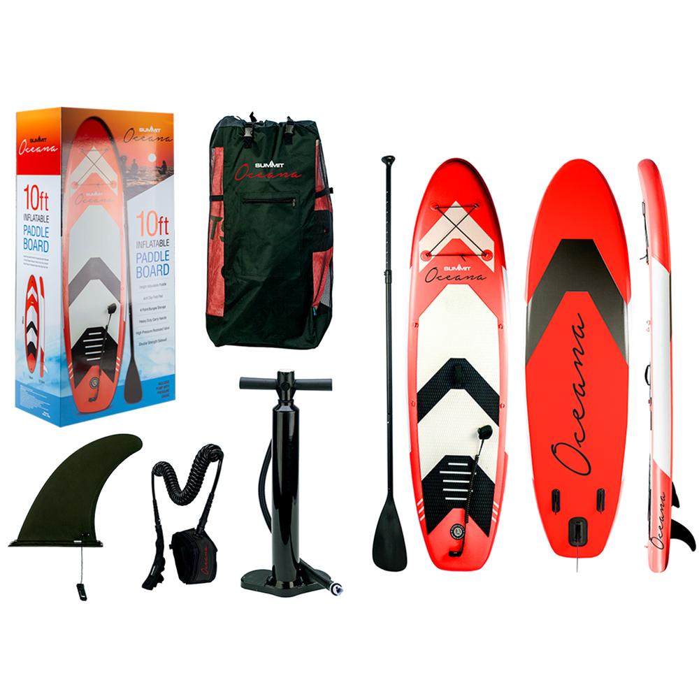 Summit Oceana 10ft Inflatable Paddle Board with Pump & Kit Ideal for Open Water in Red