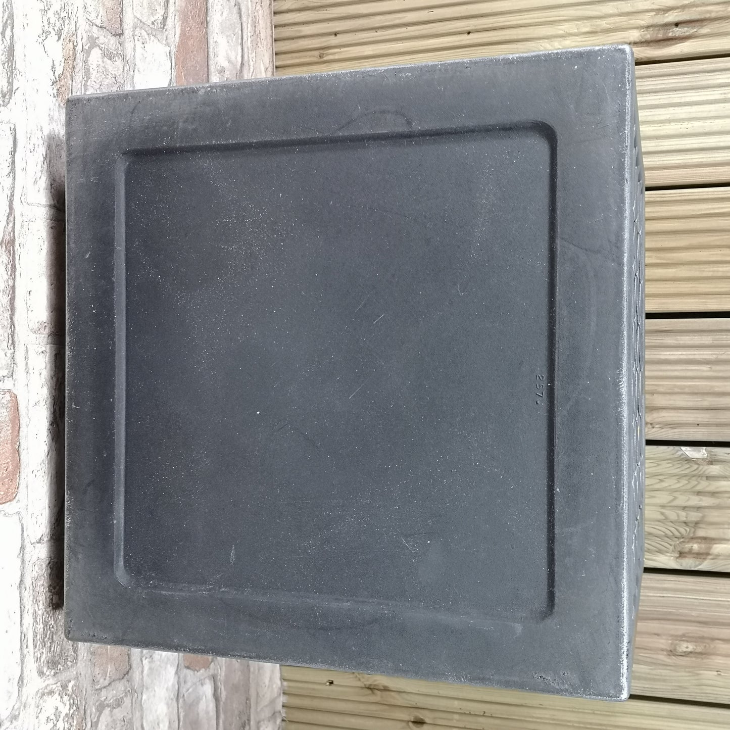39cm Large Lazio Square Grey Plastic Pewter Effect Garden Planter 
