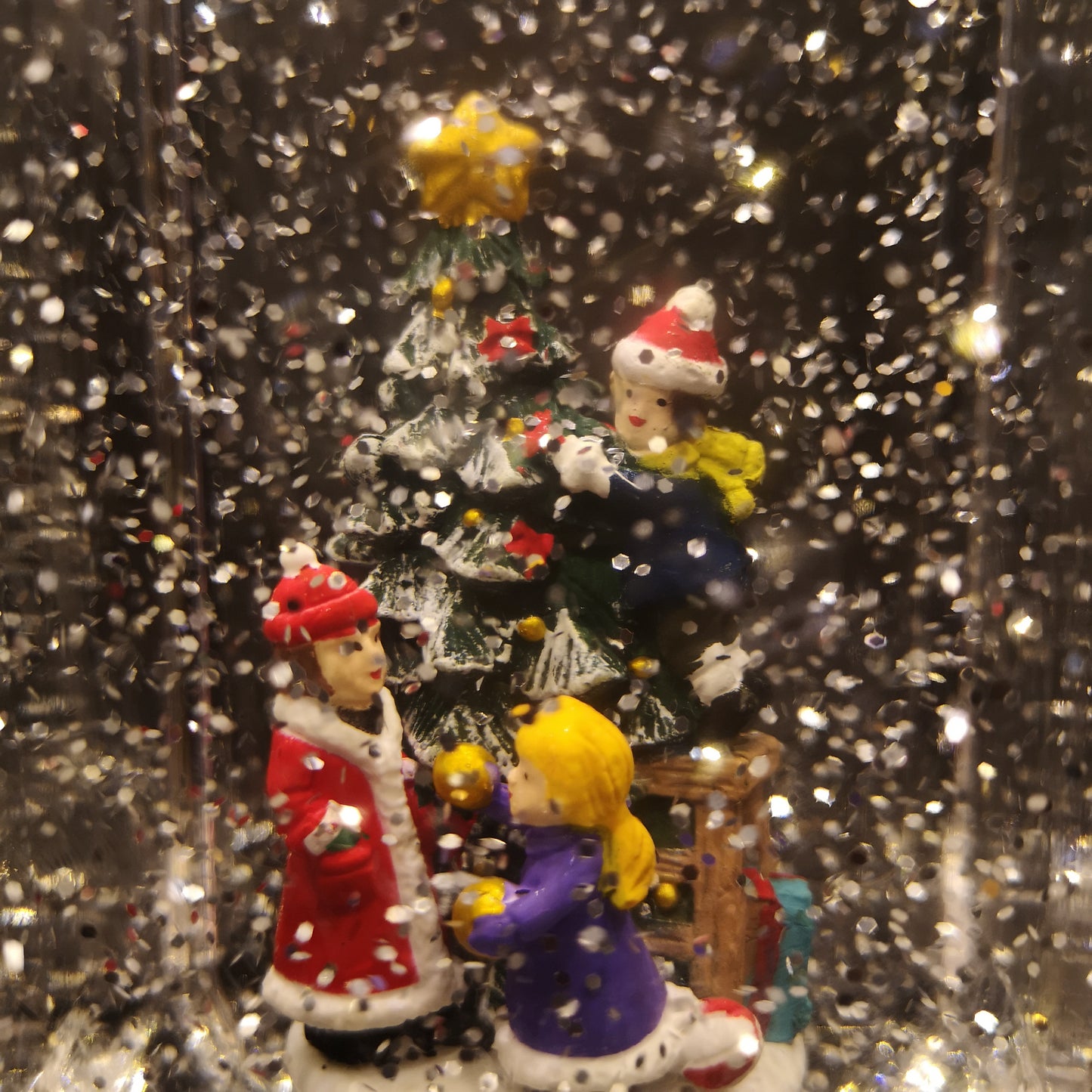 27cm Glitter Water Spinner Lantern - Warm White LED - Christmas Tree