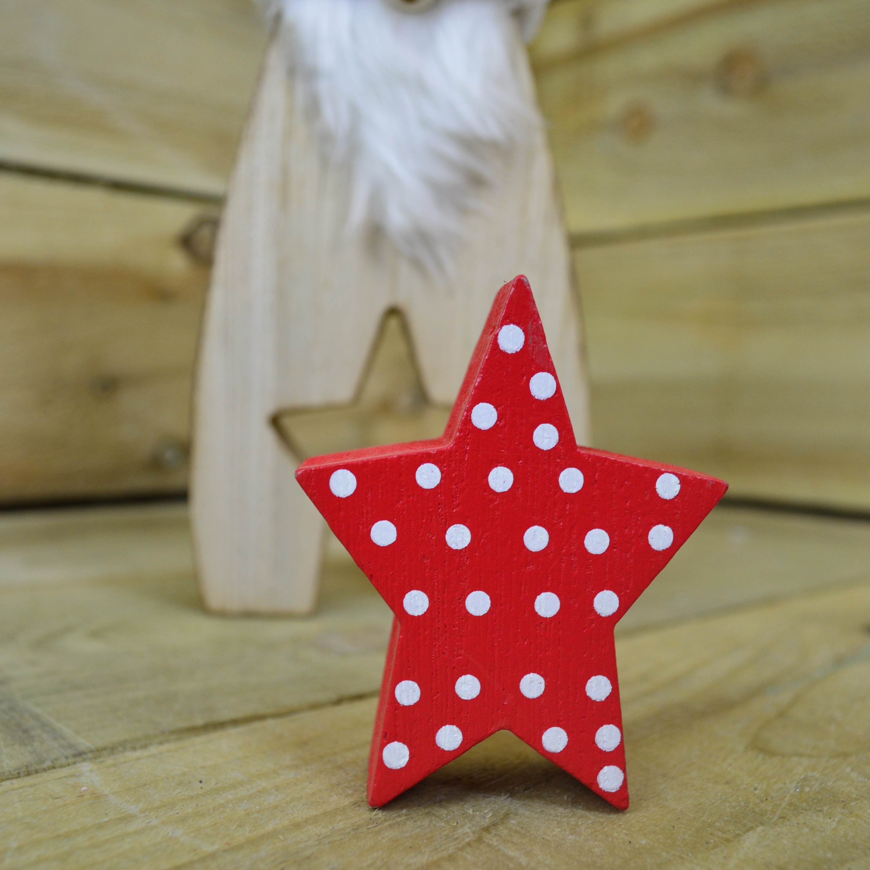 26cm Wooden Gonk Christmas Book End Ornaments - Red Star