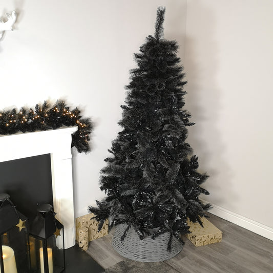 7ft (2.1m) Premier Hinged Black Tipped PVC Fir Christmas Halloween Tree with 861 Cashmere Tips 2736