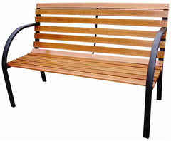 Outdoor 2 Person Wood & Metal Garden Bench Seat / Chair