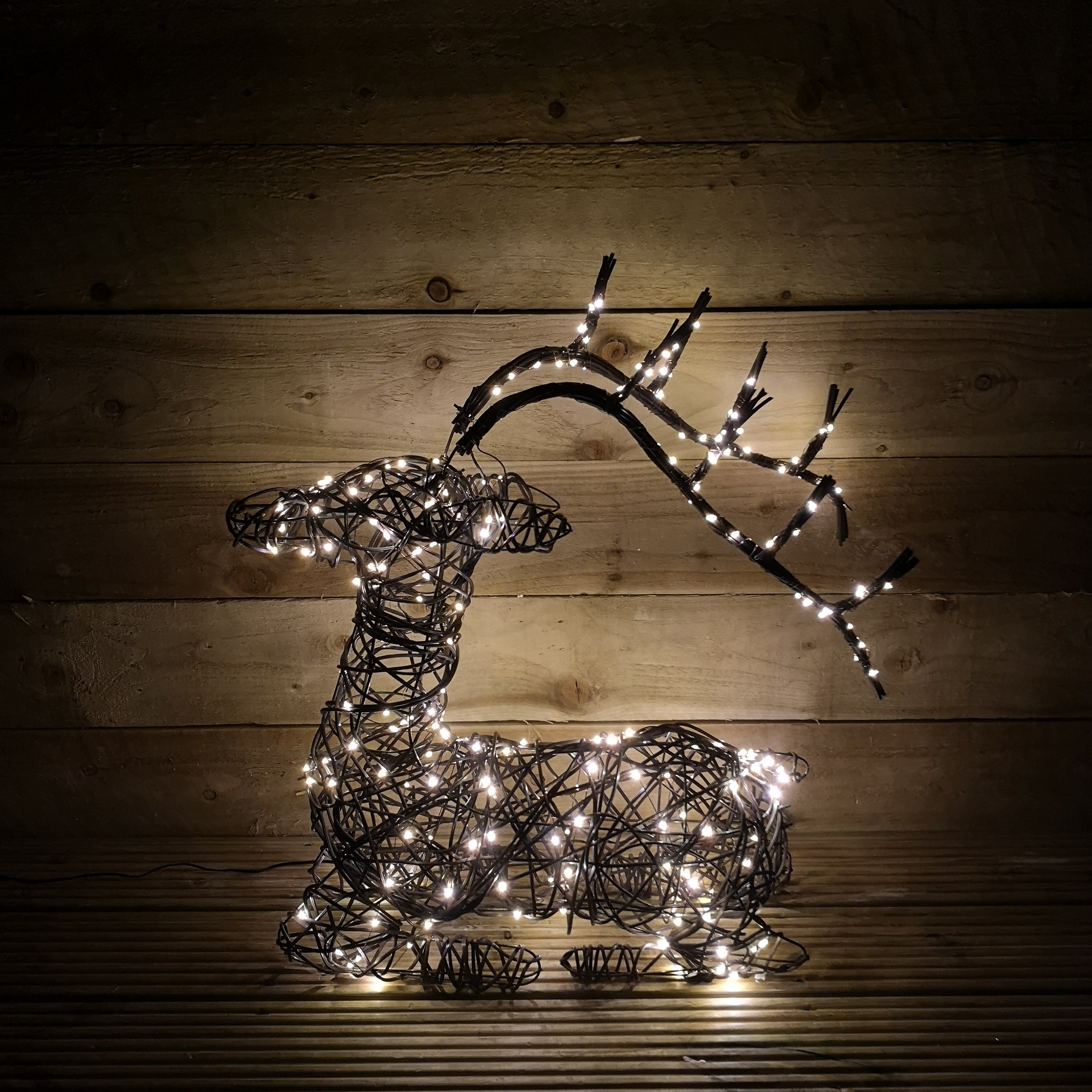 62cm LED Indoor Outdoor Wicker Sitting Reindeer Christmas Decoration 