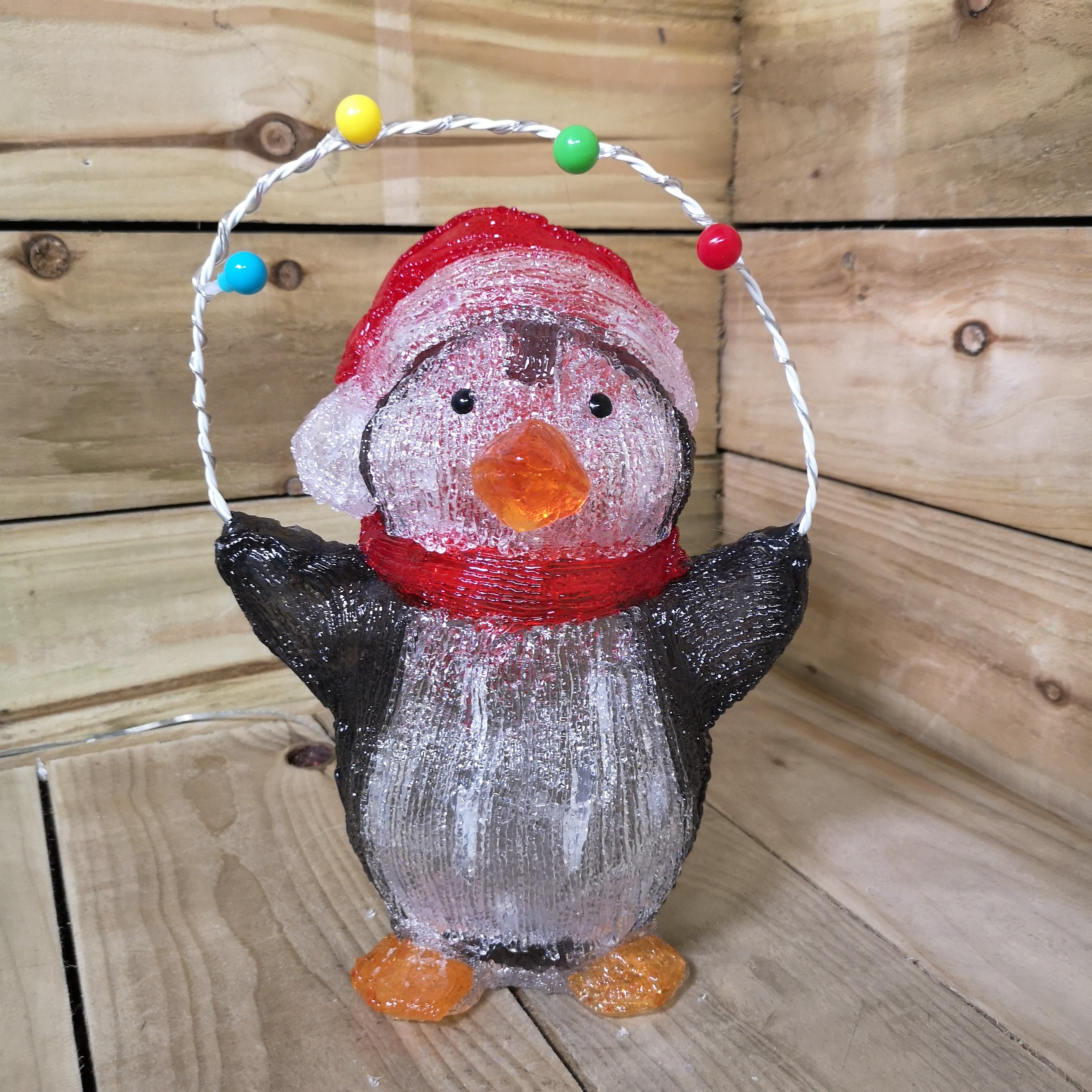 30cm Festive Acrylic Lit Penguin Outdoor Christmas Decoration with 40 LED