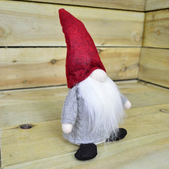 34cm Festive Bearded Grey Christmas Gonk in Red Hat