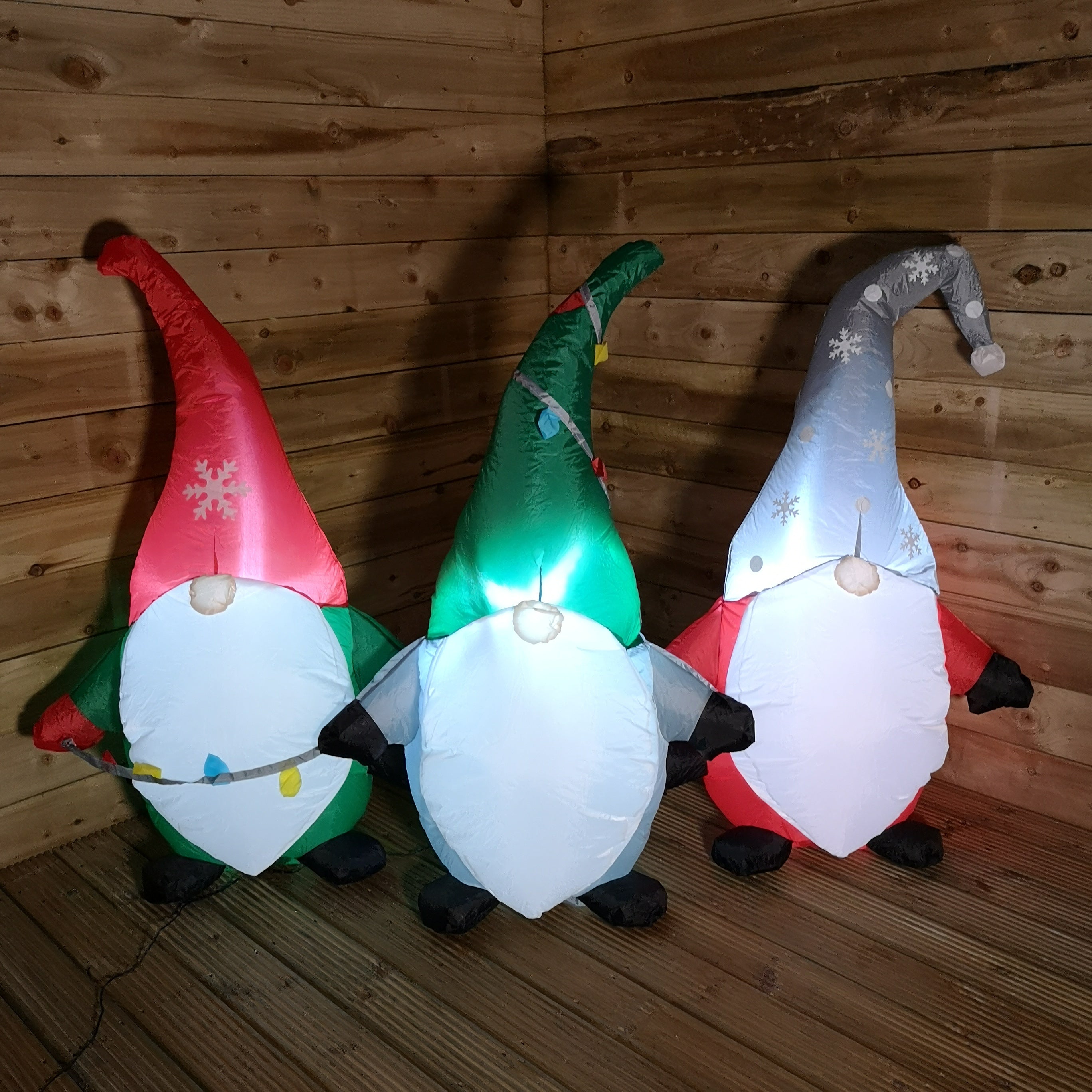 1.8m Indoor Outdoor LED Inflatable Trio of Gonks Gnomes Christmas Decoration 