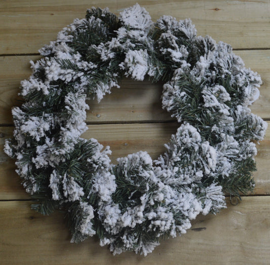 50cm Snow Flocked Snowy Toronto Christmas Door Wreath