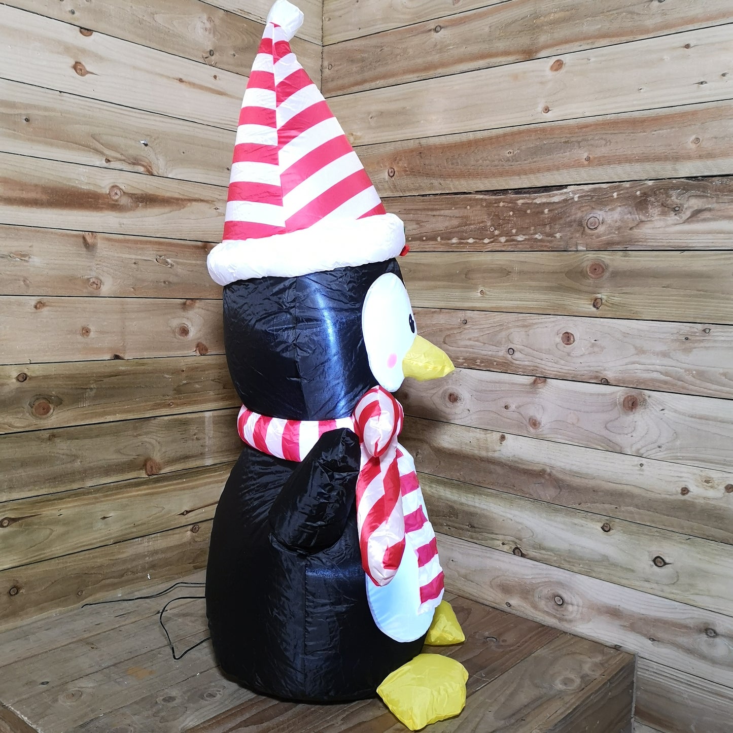 4ft (120cm) LED Christmas Inflatables Outdoor Penguin W/ Candy Cane Decorations