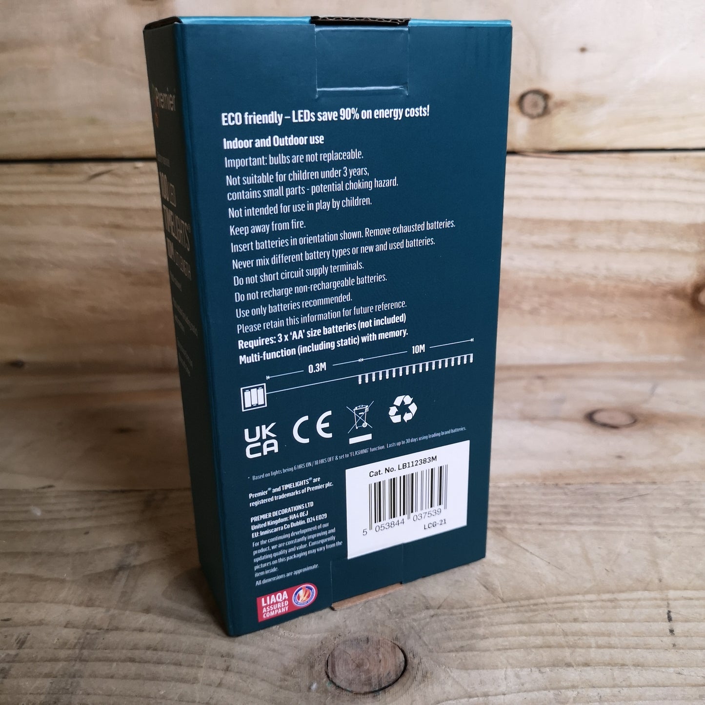 100 LED 10m Premier Christmas Indoor Outdoor Multi Function Battery Operated String Lights with Timer in Multicoloured